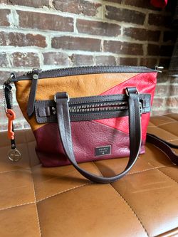Fossil Dawson Patchwork Leather Handbag w/ Shoulder Strap 