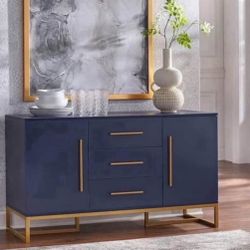 New Indigo Blue Dining Room Server Storage Sideboard Buffet Server TV Stand 