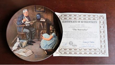 Norman Rockwell “The Storyteller” Collector Plate by Edwin M. Knowles w/ COA