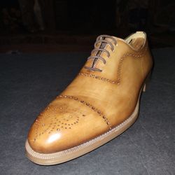 (Size 9) Men's, Like New, Magnanni Hadley-Taupe, genuine leather shoes