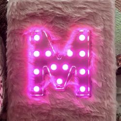 Faux Fur Pink Light Up Marquee Journal. New with tags. Available in the letter M. Beautiful Journal for yourself or your child to write all their memo
