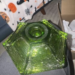 Midcentury Green Candle Holder pair