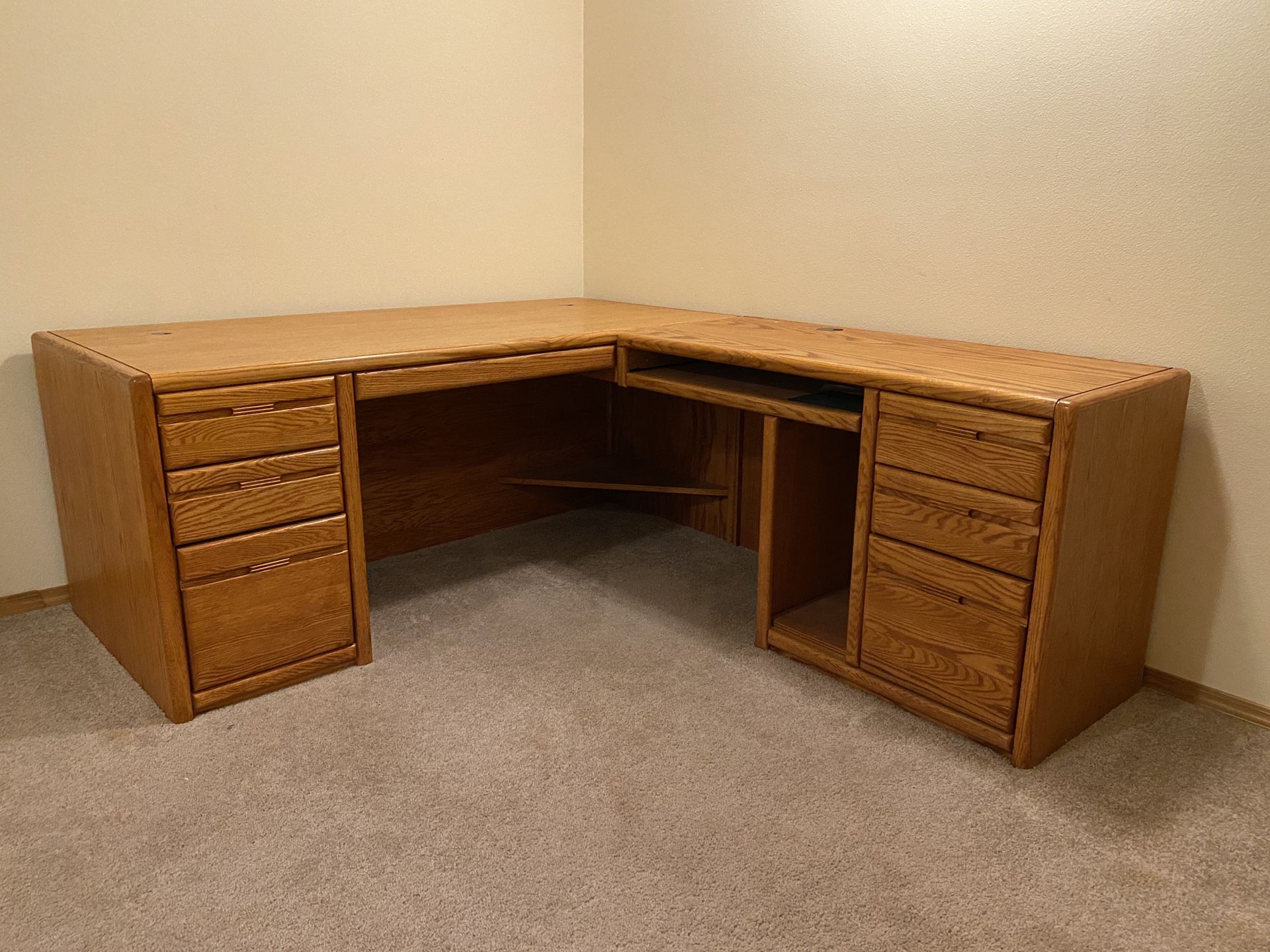 Solid Oak Corner Desk