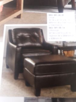 Bonded leather chair and ottoman