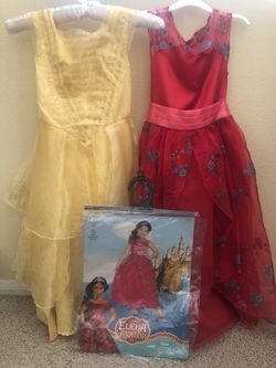 Disney Princess Set of 2 Costume Dress Toddler Girls 3T - 4T Elena of Avalor and Live Action Belle Beauty and the Beast