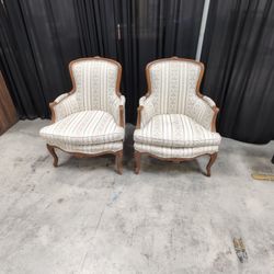 French Provincial Carved Wood Accent Chair in Floral Upholstery