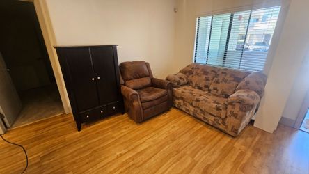 Free items - Loveseat, recliner, flat screen tv, cabinet--must take all.