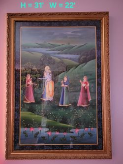 Radha Krishna Hand Painted Picture With Custom Frame. MOVING!!!!!