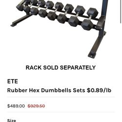 RUBBER DUMBBELLS 5-50LB (LIKE NEW)