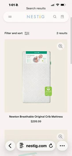 Newton Breathable Standard Crib Mattress + extra waterproof cover, 2 organic sheet sets
