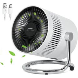 Small Desk Fan, 3 Speeds Portable USB Desktop Fan with Strong Airflow, 2000mAh Battery Operated Rechargeable Fan, 360° Rotatable Personal Table Coolin