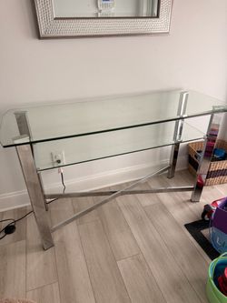 Glass and Chrome Two-Tier Console Table