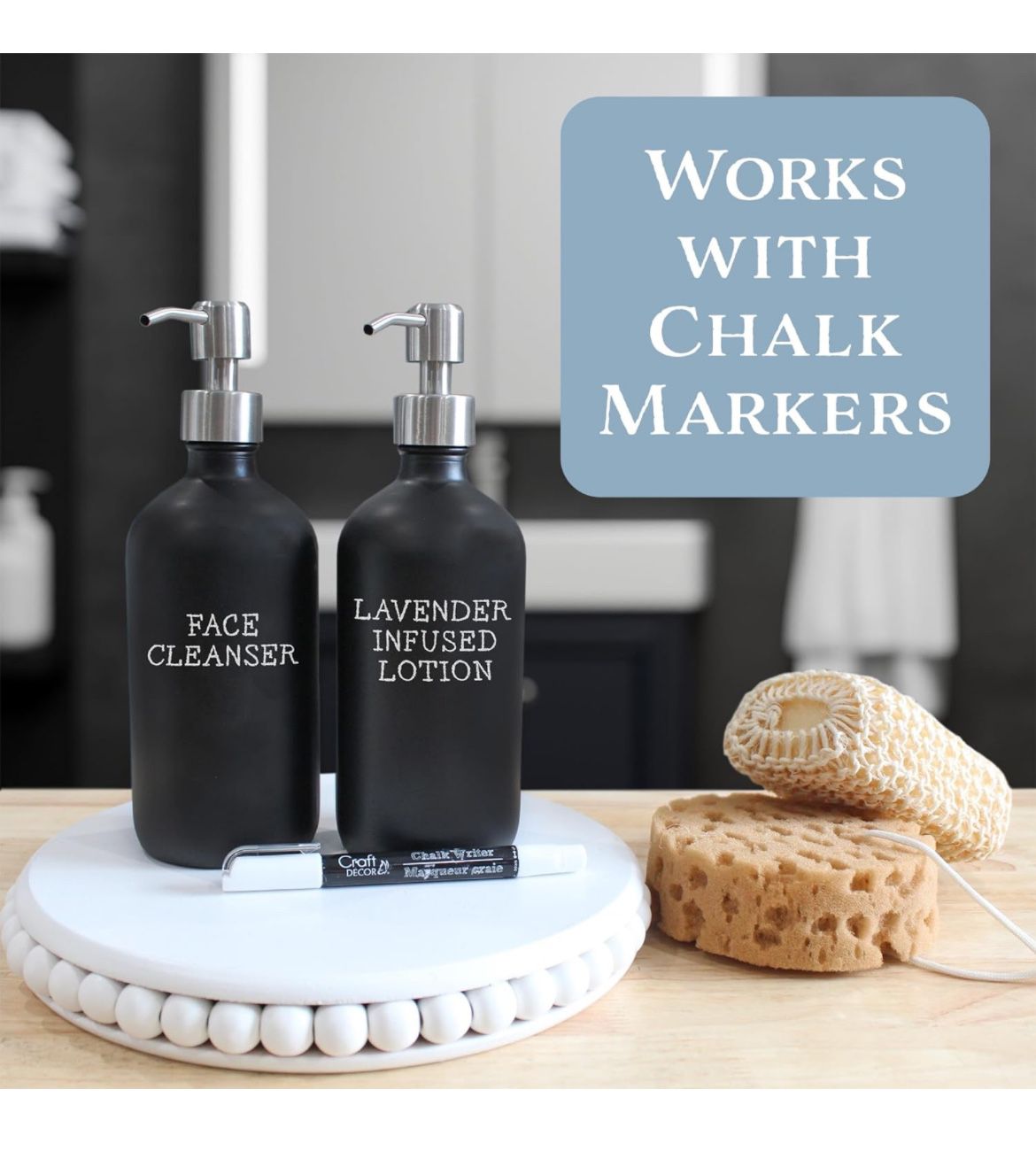 16oz Black Glass Soap Shampoo Dispensers