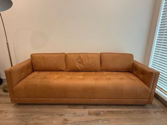 Four Hands Kiera 4-Grain Top Leather Sofa in Palmero Cognac