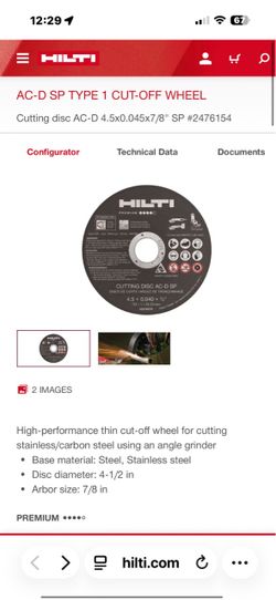 Hilti AC-D SP Type 1 Cut-Off Wheel 4.5"