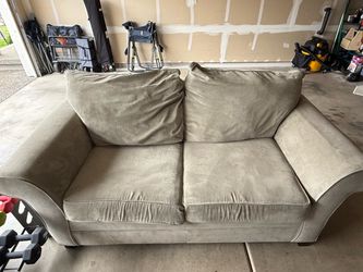 Beige Fabric Loveseat Sofa