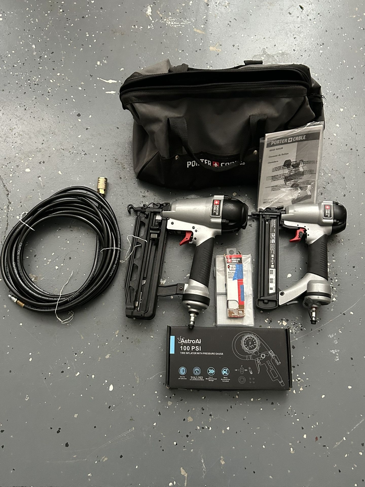 Porter Cable Nailers w/new Hose & Tire Inflator