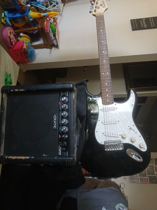Squier Strat Guitar W/ Amp