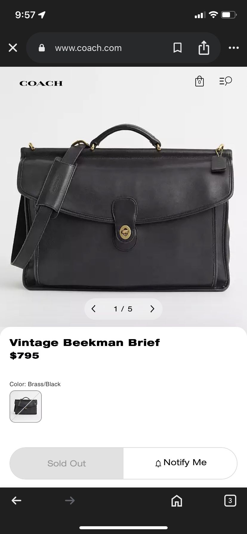 Vintage Coach Beekman briefcase messenger genuine bag y2k 90s black gold
