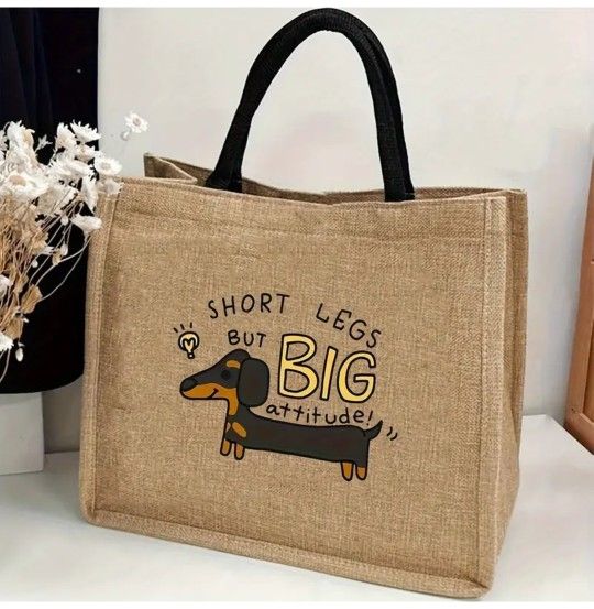 Dachshund Burlap Tote Bag