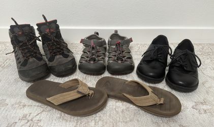 Boys Shoe SET Size 4 Big Kid Youth: Keens, Oxford Black Dress Shoe,