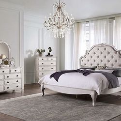 5 Pc Antique White Elegant Set In Q/ Cal/ King