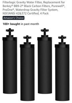 BRAND NEW - Gravity Water Filter Replacement for Berkey BB9-2, 4 Pack