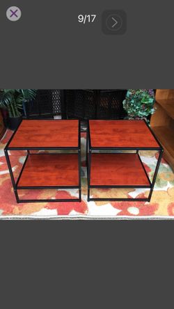 2 Matching Industrial End Tables - 20H x 20W x 20D - Excellent condition