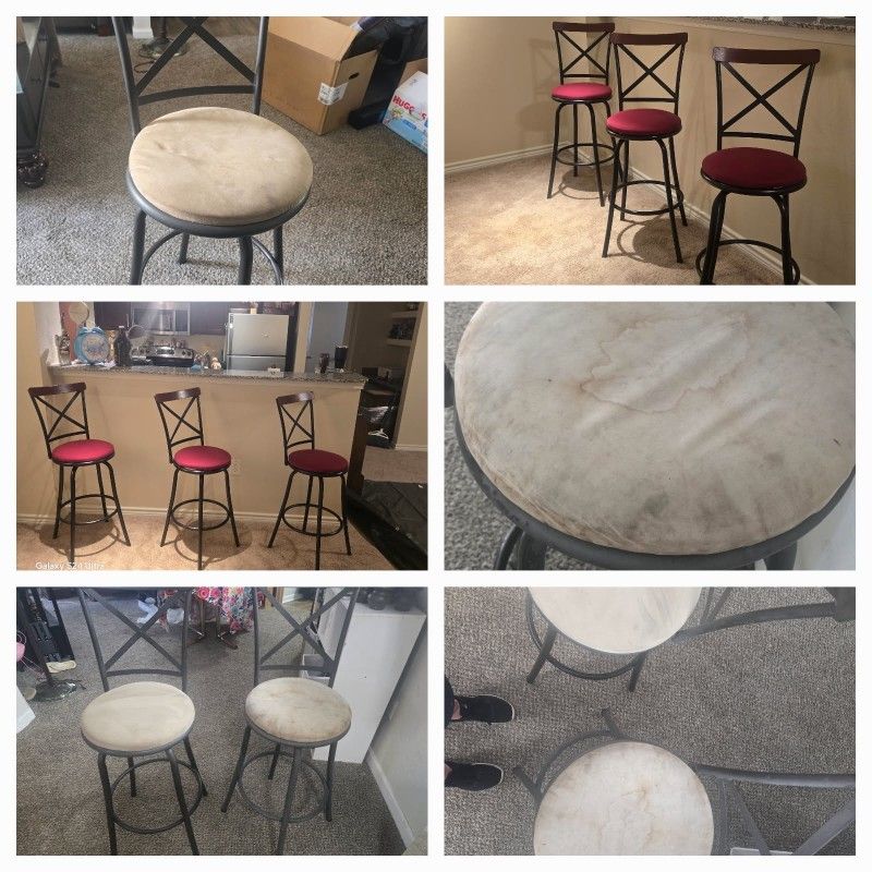 Fully Refinished Bar Stools Set Of 3