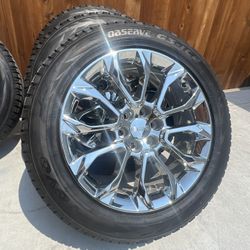 22s Chevy gmc Snowflake v Wheels Rims Rines Wheels 6lug Oem Chrome