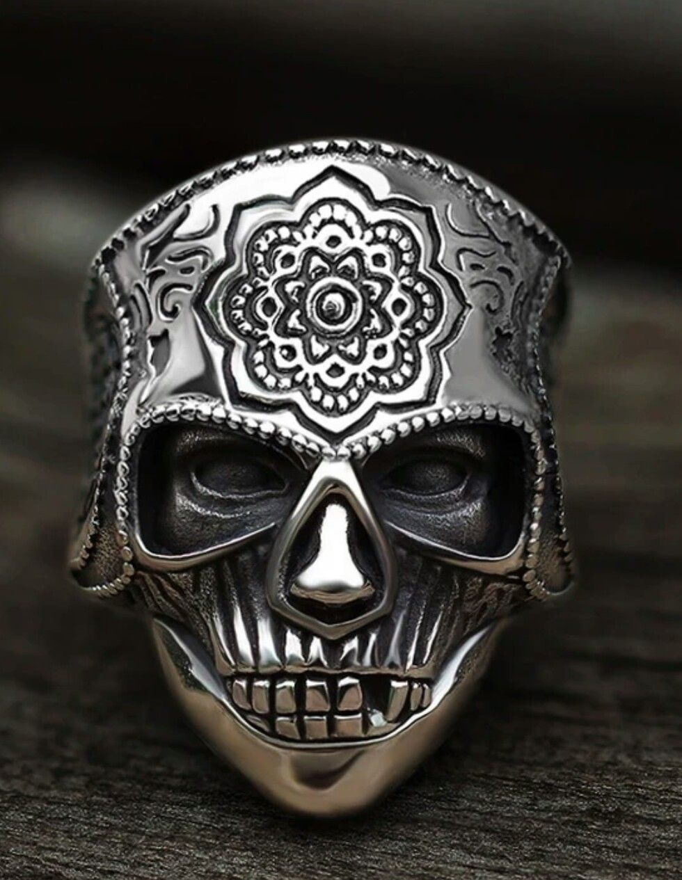 FLOWER SKULL RING