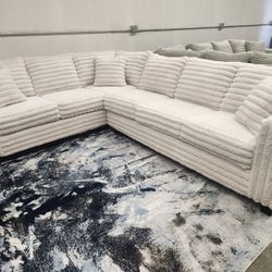 Brand New Byers Market Thick Cream Corduroy 2pc Sectionals *UPGRADED, SOFTEST FABRIC EVER*