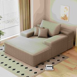 68*51 Chaise Lounge Chair Indoor, Oversized Upholstered Sofa Bed, Sleeper Couch Reading Chairs Fluffy Plush Faux Fur Cloud Sofas Couches for Living Ro