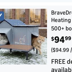 Large Cat House with Heating Pad, Insulated Weatherproof, Escape Door, Outdoor Pet House for winter