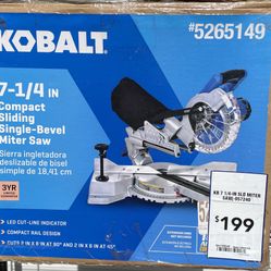 Kobalt 7 1/4” Sliding Single-Bevel Miter Saw - New, Open Box