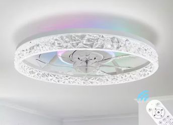 19 in. LED Low-Profile Ceiling Fan with Light & Remote