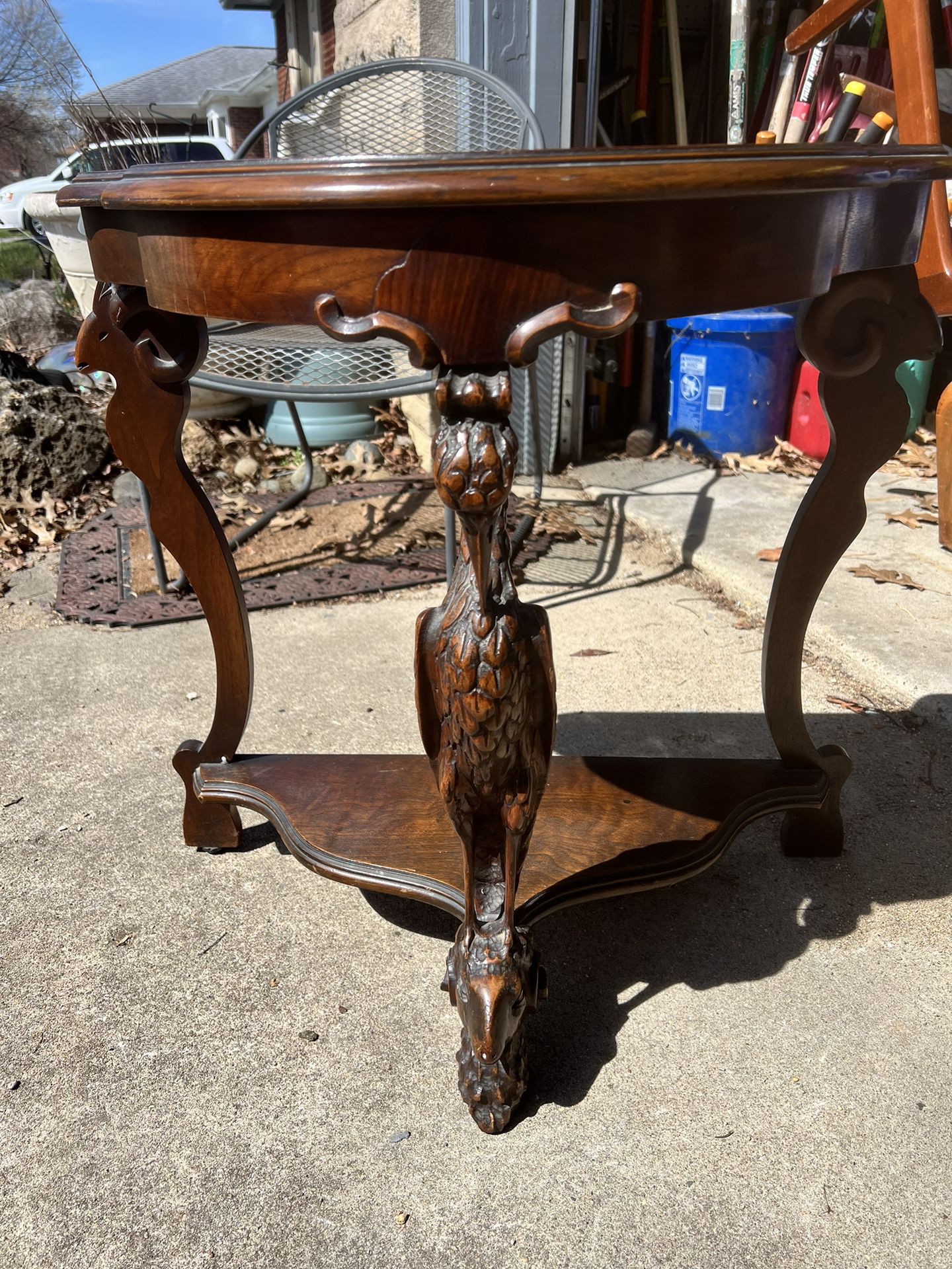 Antique Hall Table!!! With Ram And Crane