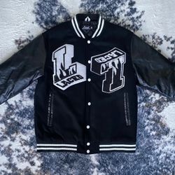 Black And White Unisex Laced Varsity Jacket Size S