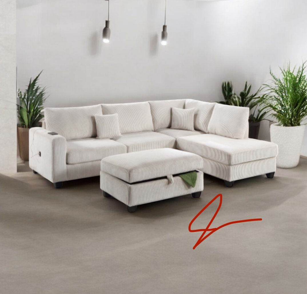New! Super Comfy ~ Luxurious Soft Touch Sofa Sectional! FREE XL STORAGE OTTOMAN!