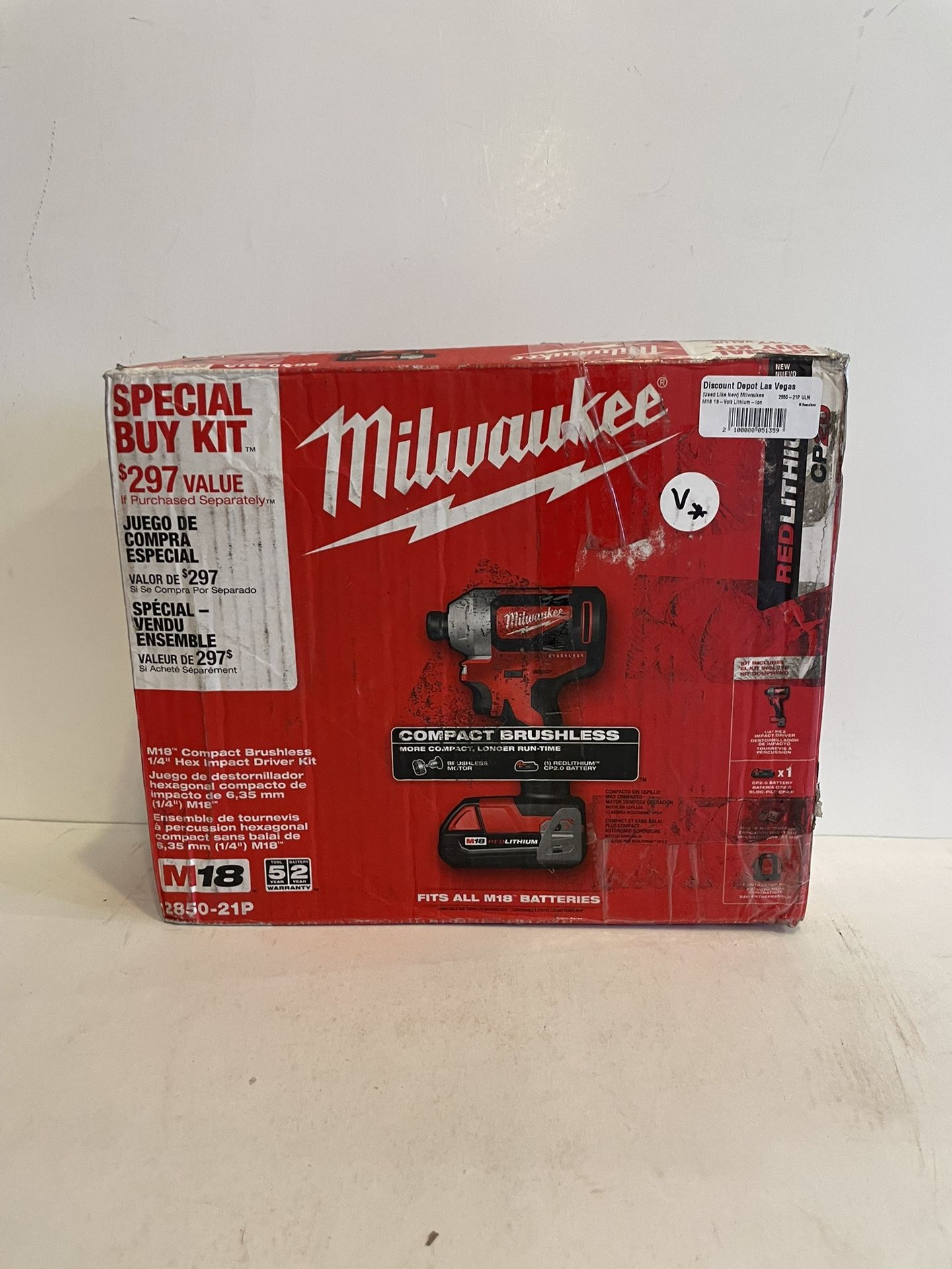 Milwaukee M18 Compact Brushless 1/4” Hex Impact Driver Kit…2850-21P