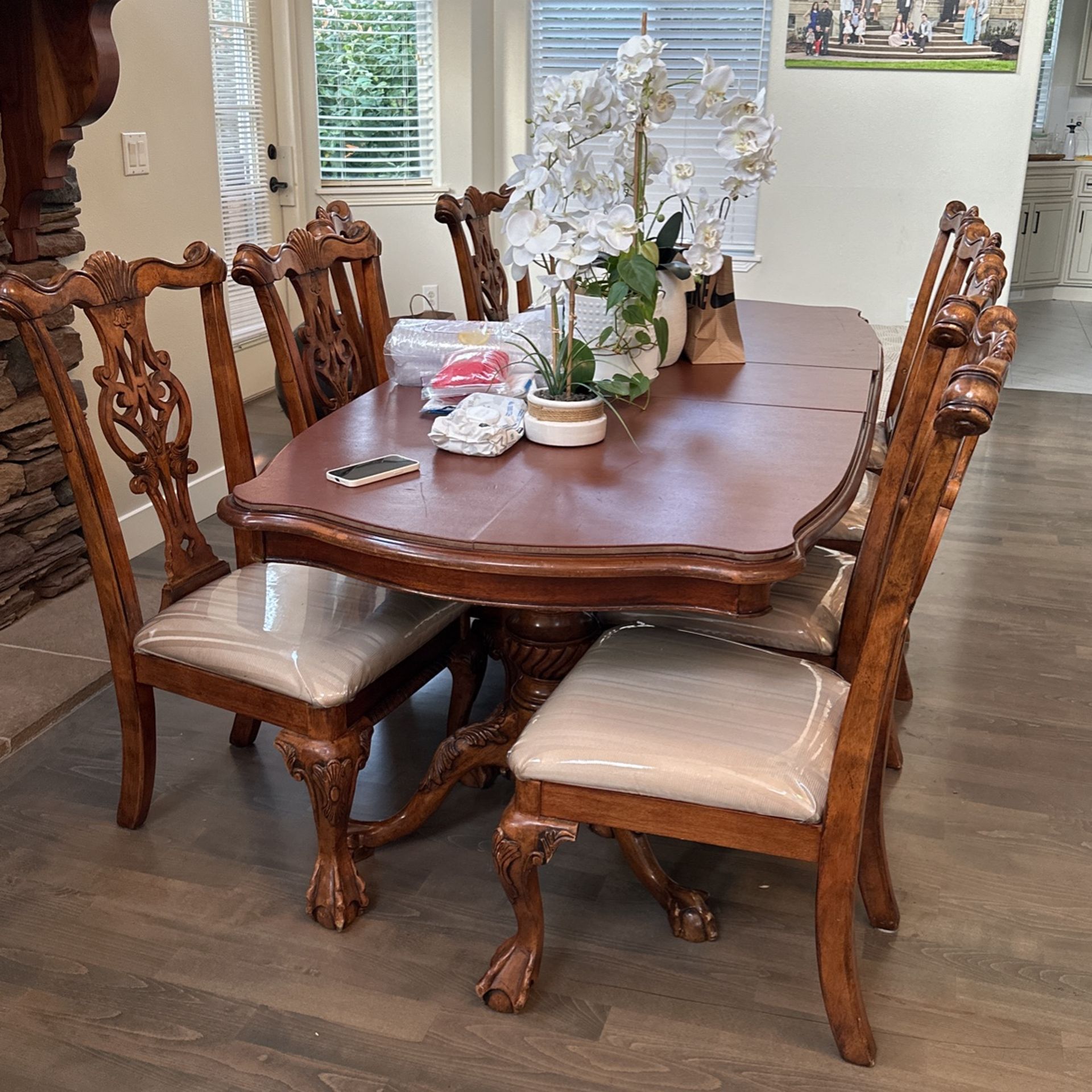 Wooden Table + 8 Chairs