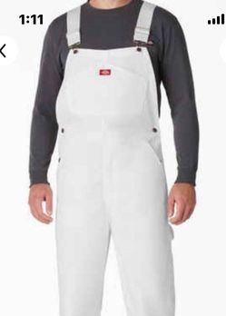 New Dickies Bib Overalls White