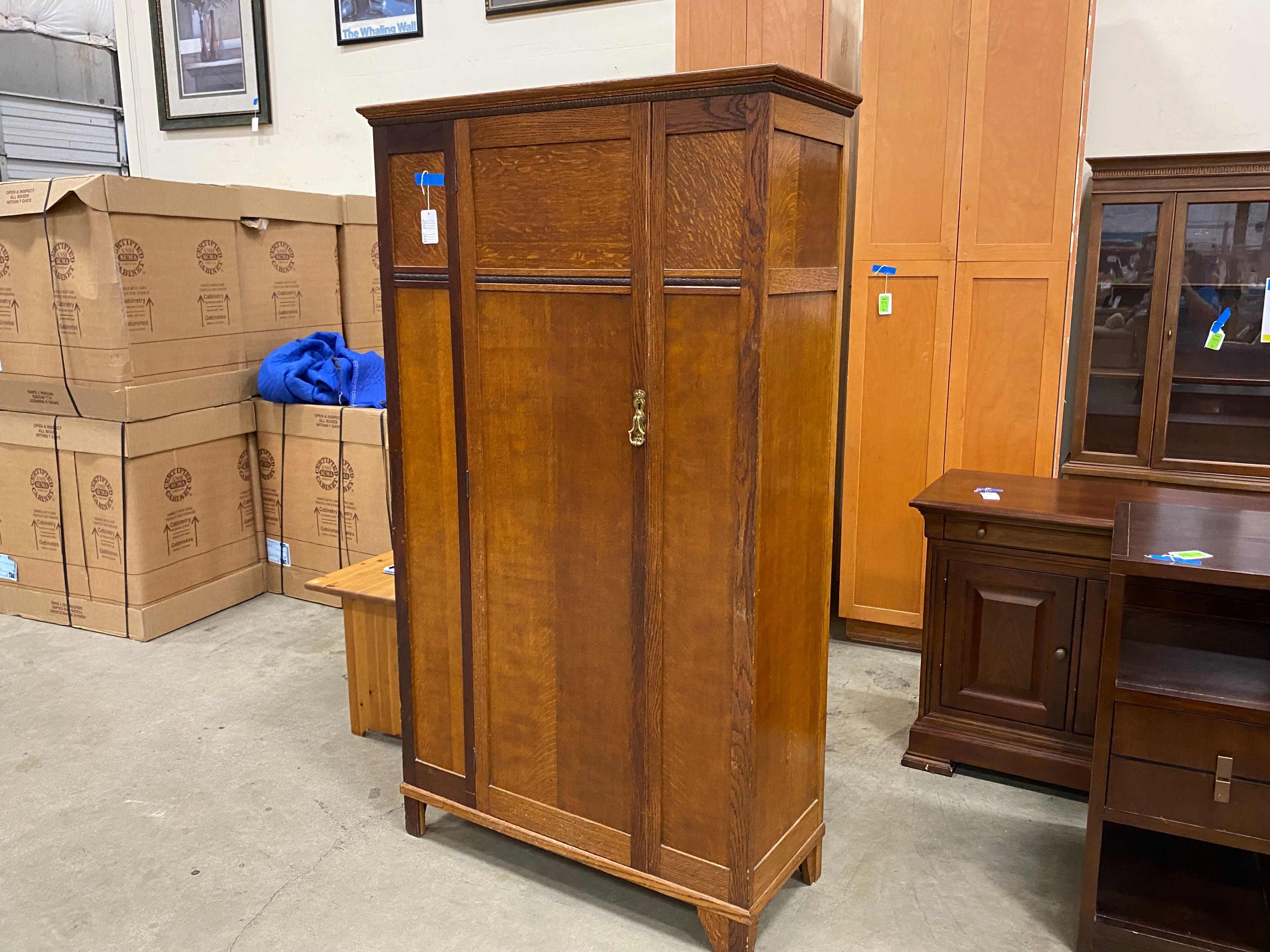 Multi Grain Textured Single Door Armoire