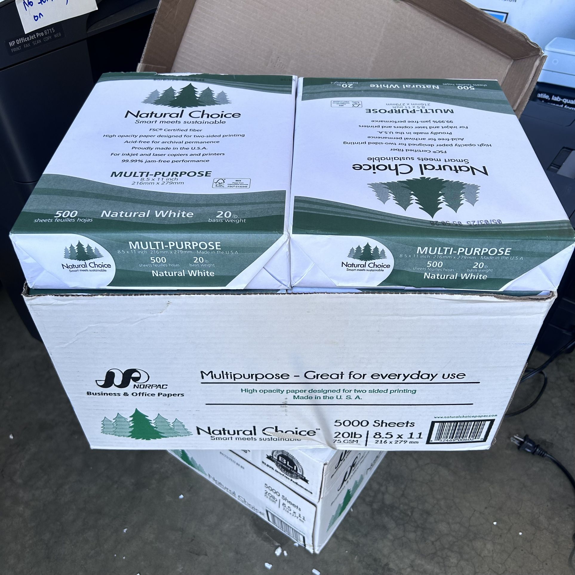 Box Of 10 Ream Of Copy Paper , Letter Size White, 5000 Sheets