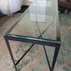 Black metal glass top table