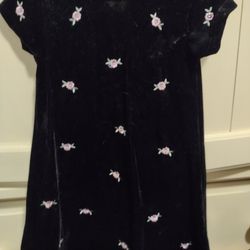 18 Mo Velour Black Dress With Pink Roses With Shoes Thumbnail