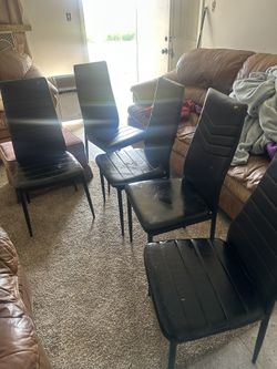 6 Black kitchen table chairs