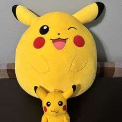 Pikachu Squishmallow 14” and Pikachu Plushie