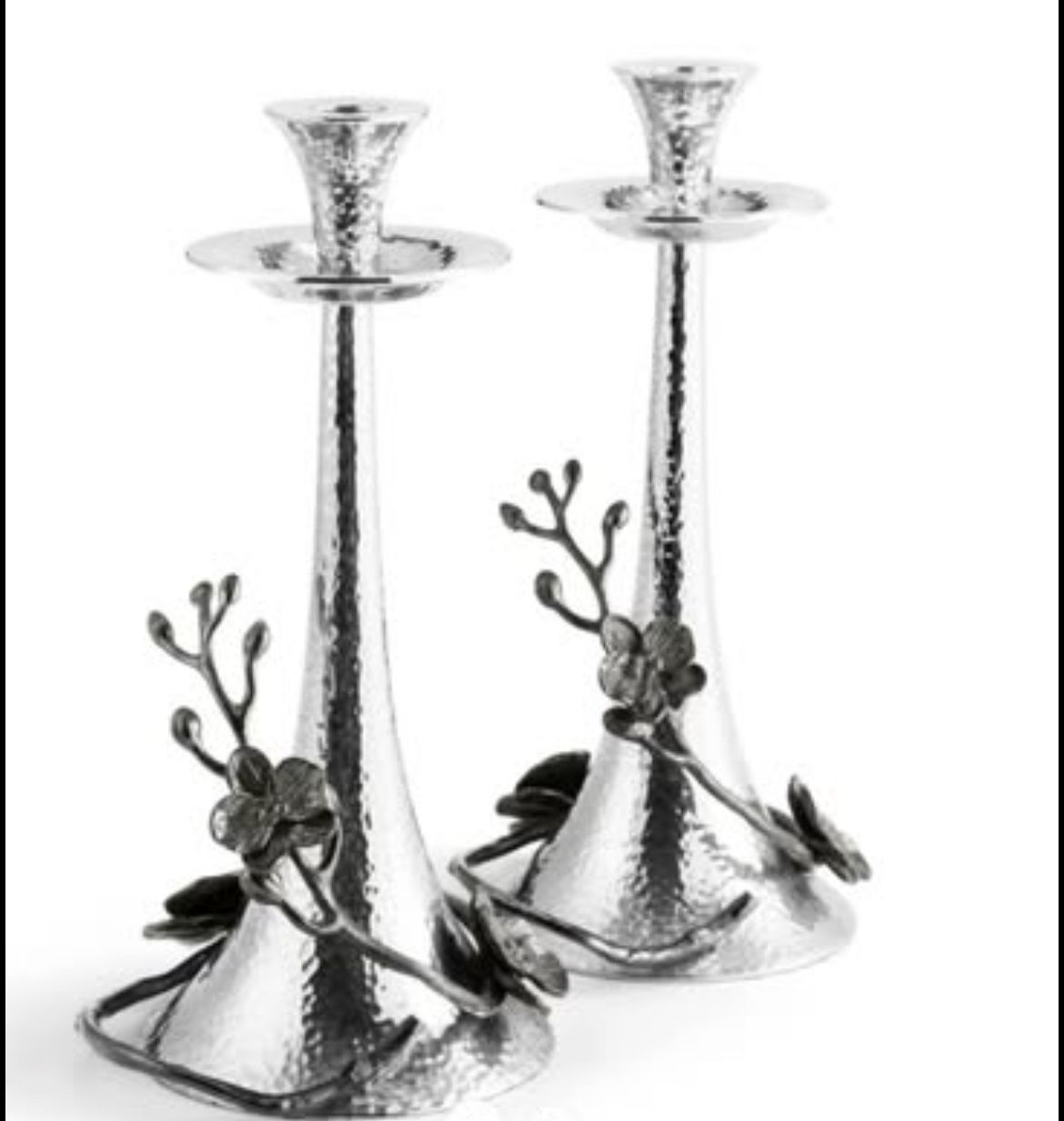 Unused Michael Aram Black Orchid Taper Candleholders, Set of 2