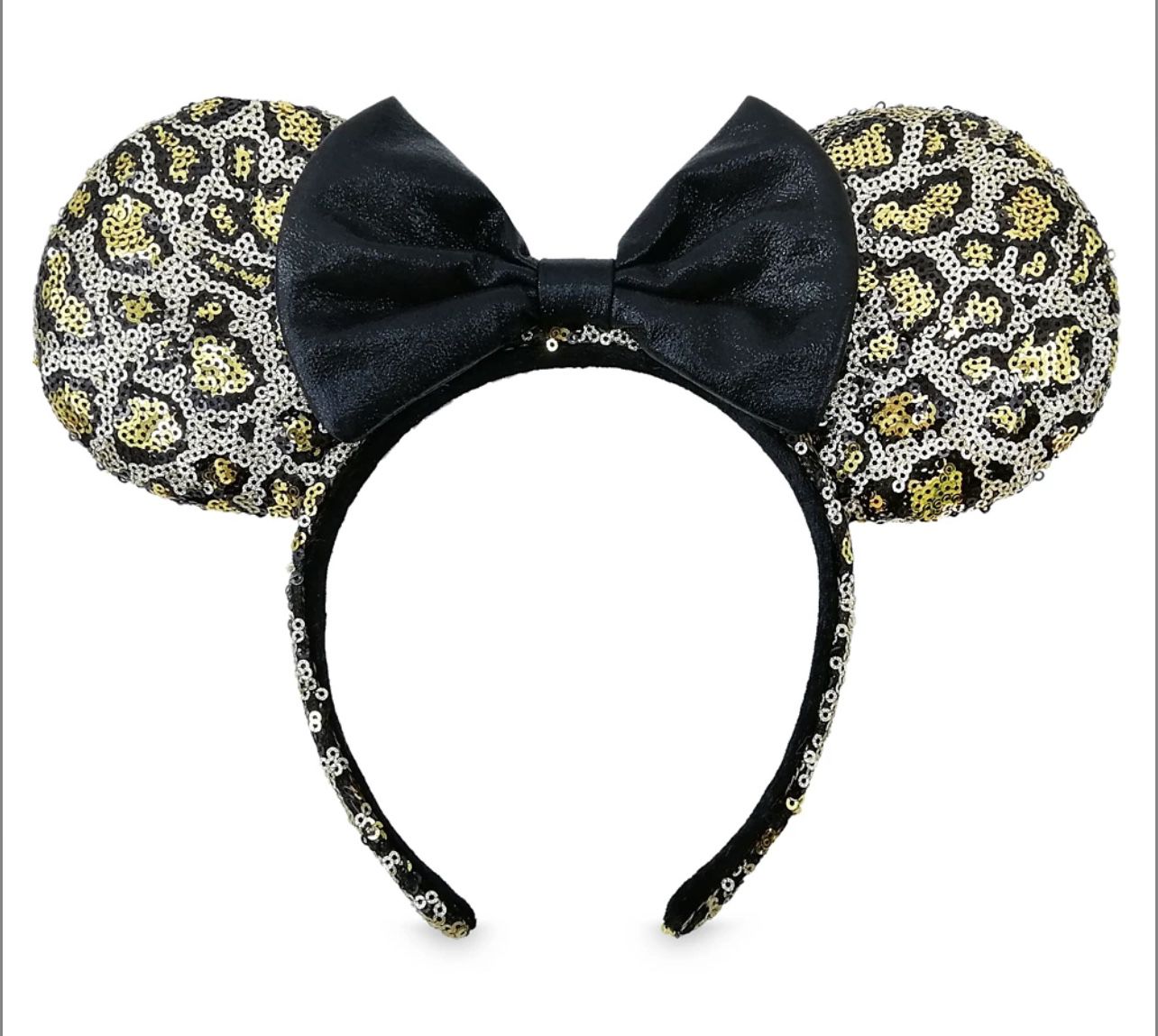 Minnie Mouse Sequined Leopard Print Ear Headband With Bow